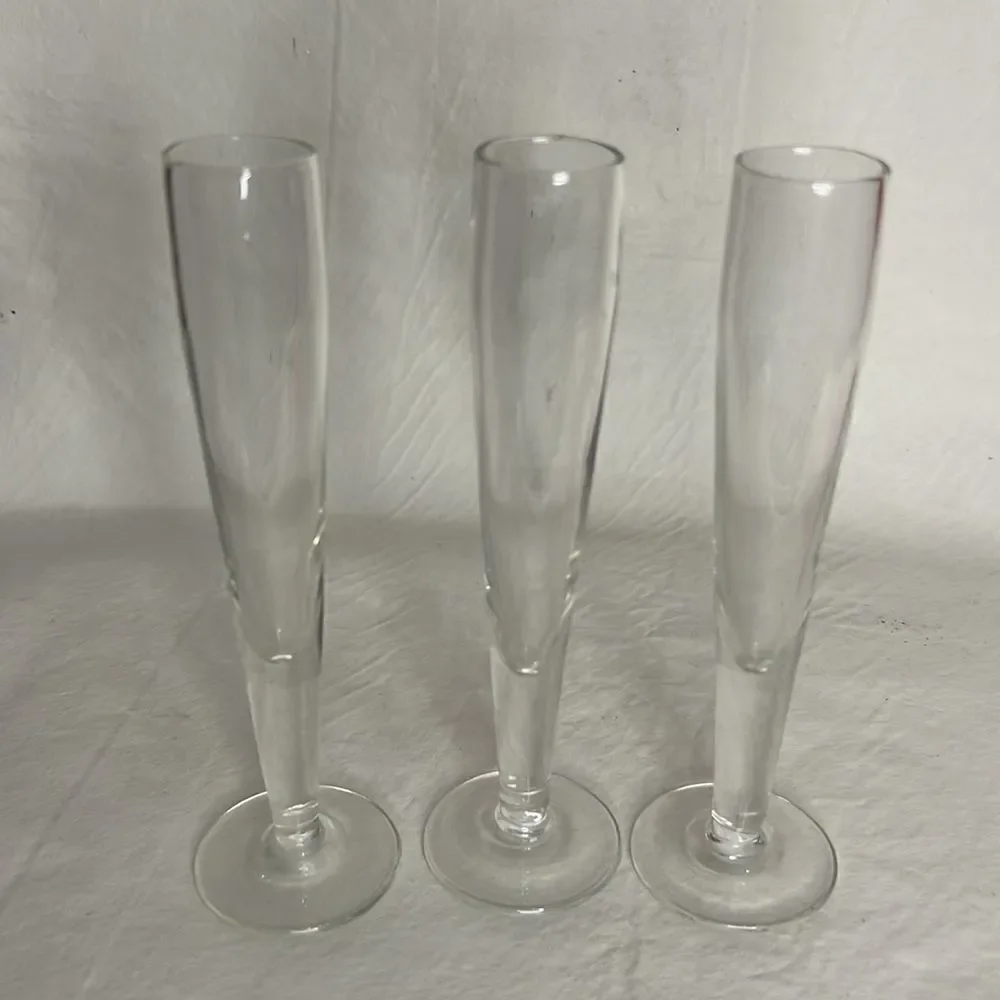 Liquor Cordial 2 Oz Shot Glass Flower Vase 1 In Round 6 1/4 In Tall Set 3 Used